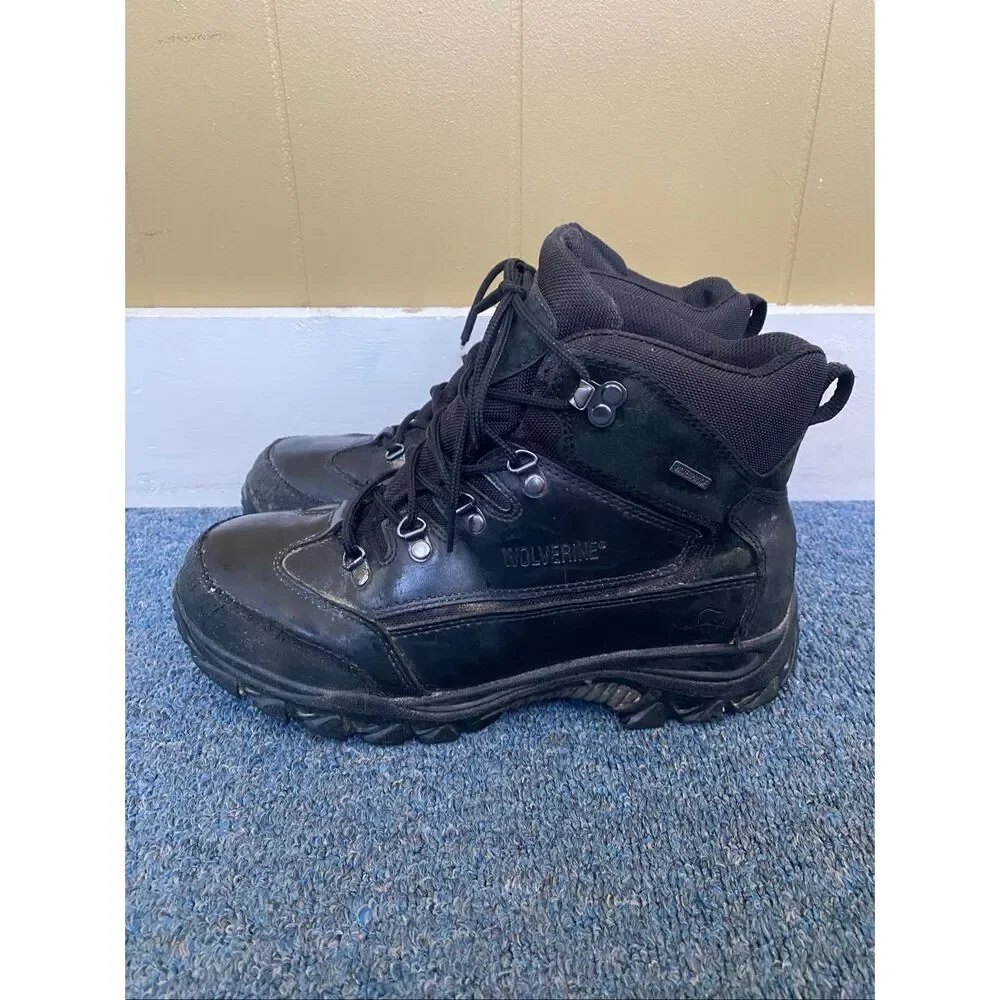 Wolverine men 10.5 waterproof tie up work boots w/skid proof soles black